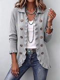 Eloísa - Chaqueta de Punto Gris Jaspeado con Volantes