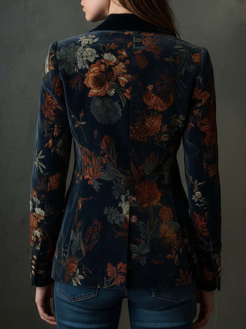 Belén | Blazer de Terciopelo con Estampado Floral Vintage