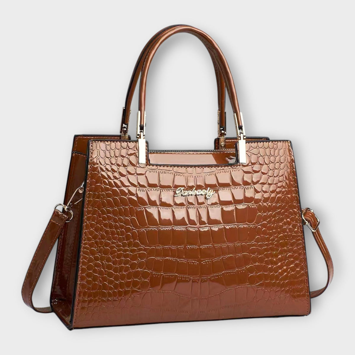 Erain - Bolso brillante en piel con grabado de cocodrilo