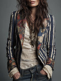 Josefina ⎸ Blazer a Rayas con Estampado Floral Bohemio
