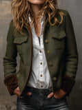 Dolores - Blazer de Sarga con Ribete en Contraste
