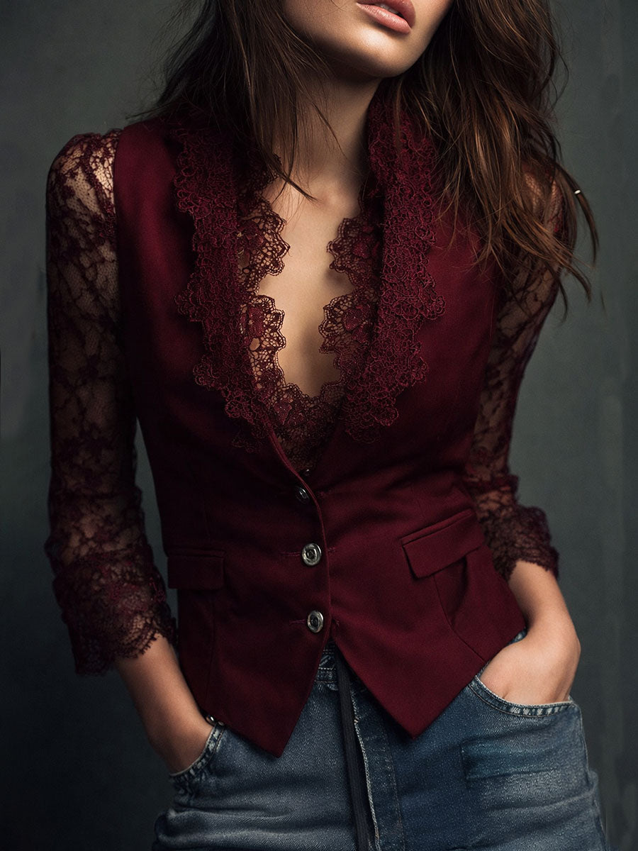 Teresa ⎸ Blazer con Mangas Semitransparentes