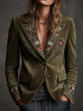 Paloma ⎸ Blazer de Terciopelo con Bordado Floral