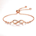 Pulsera ajustable chic en oro rosa con forma de infinito