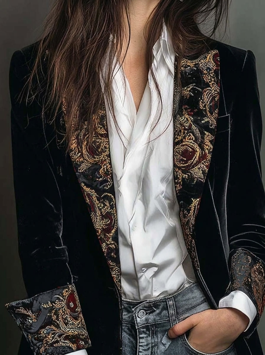 Marta ⎸ Blazer de Corte Entallado con Estampado Barroco