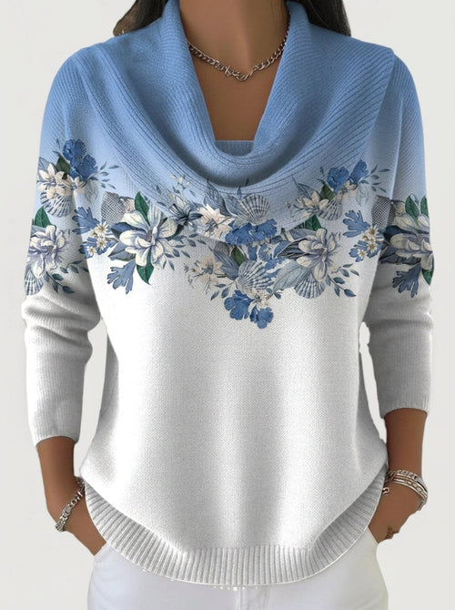 Alba - Jersey Floral con Cuello Vuelto