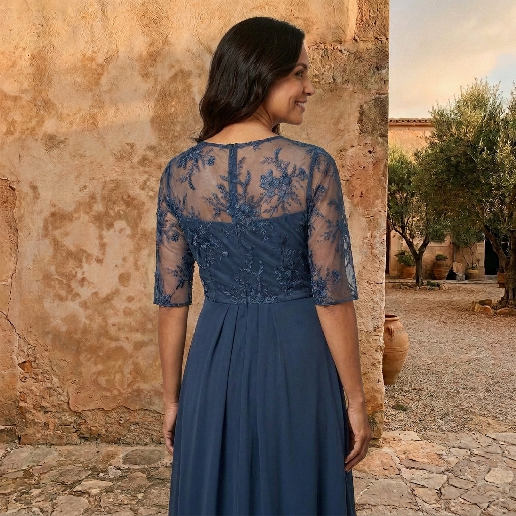 Vestido de Gasa Fluido con Vuelo