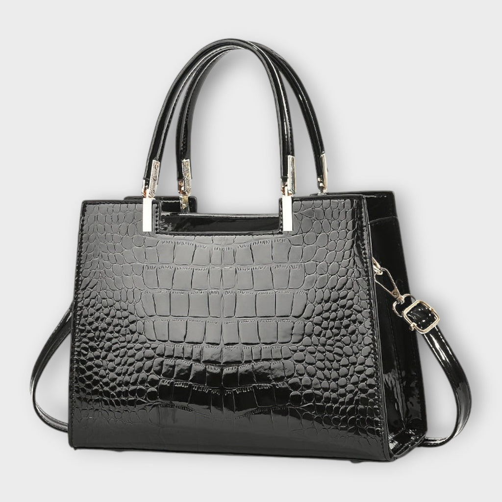 Erain - Bolso brillante en piel con grabado de cocodrilo