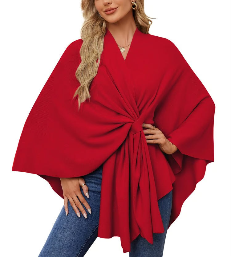 Maegan | Elegante chal tipo poncho con suave apertura frontal