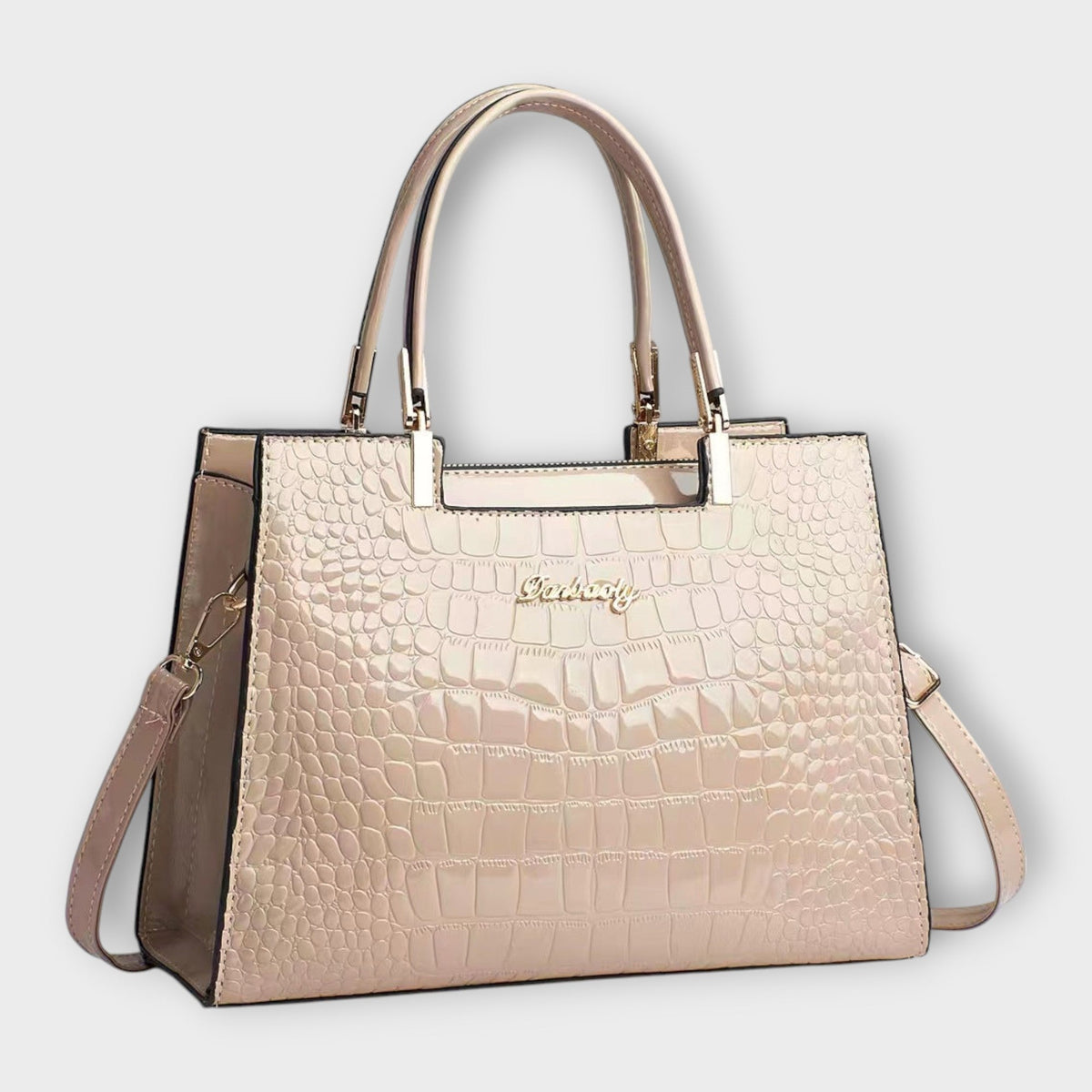Erain - Bolso brillante en piel con grabado de cocodrilo