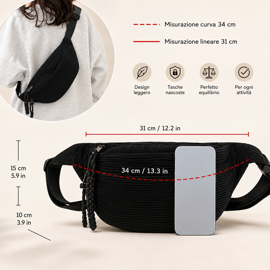 Celeste | Bolso de hombro de pana