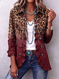 Tomasa - Chaqueta Blazer Leopardo Vino con Volantes